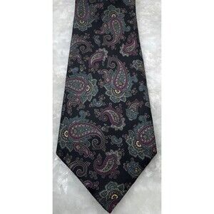 Christopher Hayes Paisley Silk Tie Navy Purple Teal Gold Made USA